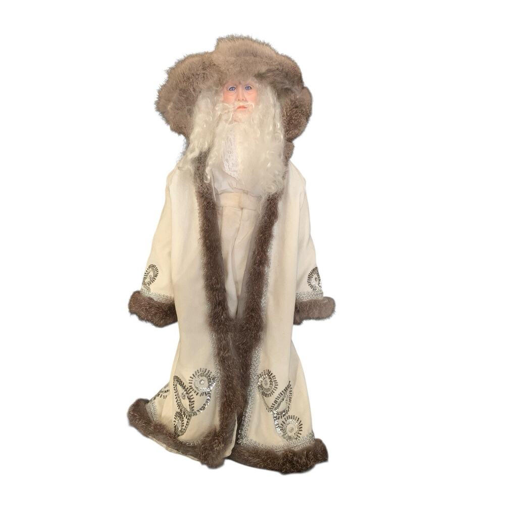 Wizard of Winter Doll Figure‎ 26 Porcelain Kathleen Hill Christmas Fox Fur Trim